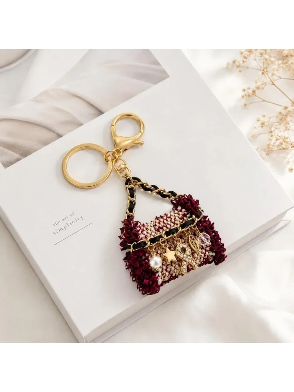 Chic Tweed Check Mini Bag Keychain | Stylish Accessory for Everyday Use